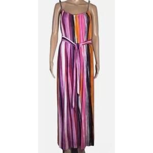 Calvin Klein Womens Dress Size 10 Watercolor Stripe Jersey Stretch Maxi dress